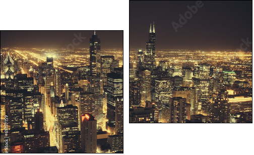 Chicago at Night - Two-piece canvas print, Diptych
