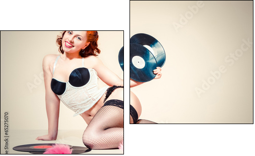Pin-up girl. American style - Two-piece canvas print, Diptych