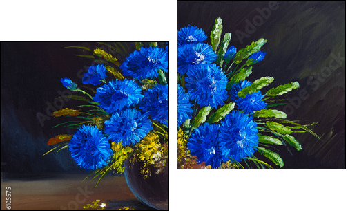 oil painting - still life, a bouquet of flowers, wildflowers - Two-piece canvas print, Diptych