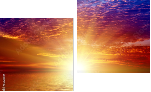 Sunset on sea - Two-piece canvas print, Diptych