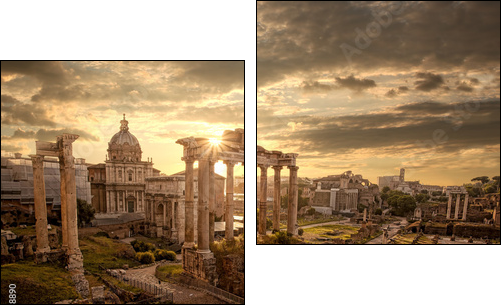 Famous Roman ruins in Rome, Capital city of Italy - Two-piece canvas print, Diptych