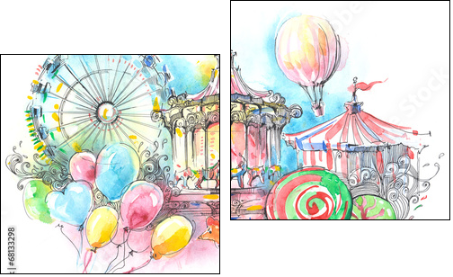 carousels - Two-piece canvas print, Diptych