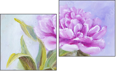 Peony in vase, oil painting on canvas - Two-piece canvas print, Diptych