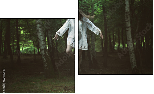 Scary girl with dark power - Two-piece canvas print, Diptych