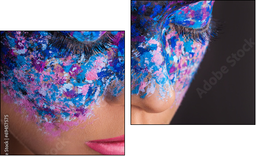 Colorful makeup - Two-piece canvas print, Diptych