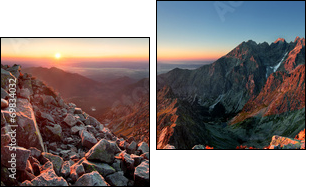 Mountain sunset panorama from peak - Slovakia Tatras - Two-piece canvas print, Diptych