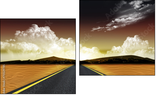 Night View Road - Two-piece canvas print, Diptych