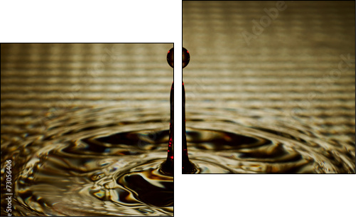 Water Drop Splash with Ripples - Two-piece canvas print, Diptych