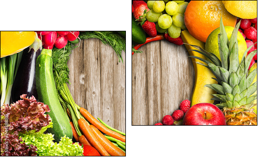 Vegetables and Fruit Heart Shaped - Two-piece canvas print, Diptych