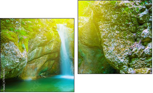 small mountain waterfall - Two-piece canvas print, Diptych