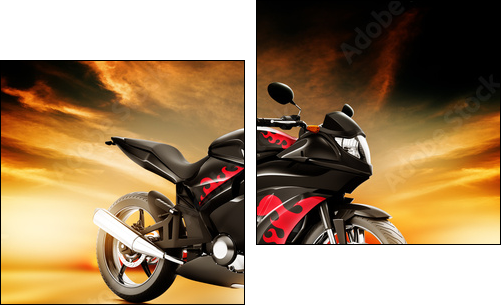 Motorcycle Land Vehicle Transportation Luxury Motorbike Elegance - Two-piece canvas print, Diptych