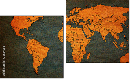sri lanka territory on world map - Two-piece canvas print, Diptych