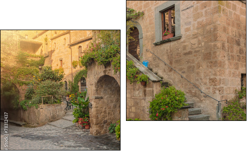 Small alley in the Tuscan village - Two-piece canvas print, Diptych