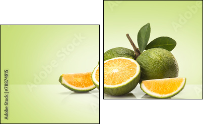 Green sweet oranges fruit - Two-piece canvas print, Diptych