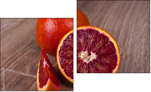 red blood sicilian orange whole, half and wedge - Two-piece canvas print, Diptych