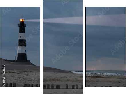 lighthouse in the dusk - Three-piece canvas print, Triptych