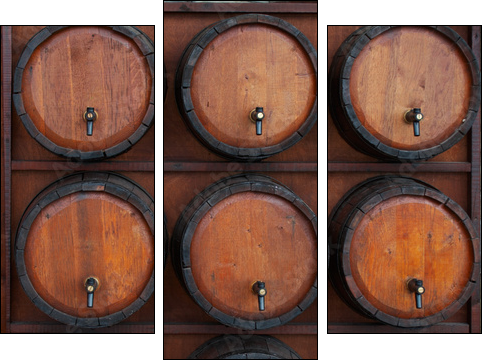 wine barrels stand - Three-piece canvas print, Triptych