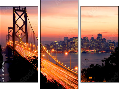 San Francisco Sunset - Three-piece canvas print, Triptych