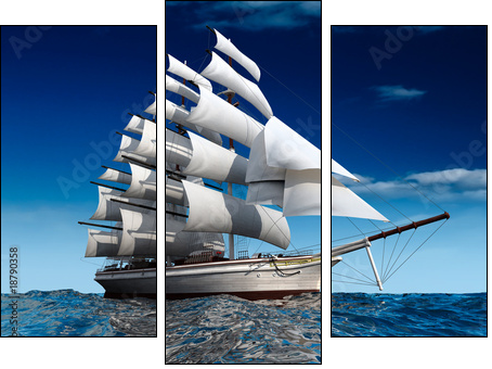 Sailing ship - Three-piece canvas print, Triptych