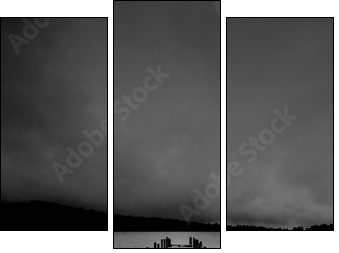 jetty view in black & white - Three-piece canvas print, Triptych