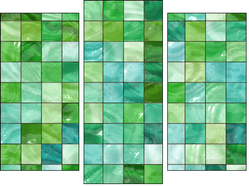 Shiny seamless green tiles texture - Three-piece canvas print, Triptych