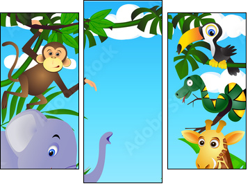 Wild animal in the tropical jungle - Three-piece canvas print, Triptych