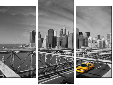 Brooklyn Bridge Taxi, New York - Three-piece canvas print, Triptych