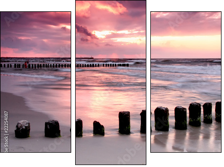 Calmness.Beautiful sunset at Baltic sea. - Three-piece canvas print, Triptych