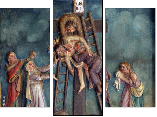 Jesus' body is removed from the cross - Three-piece canvas print, Triptych