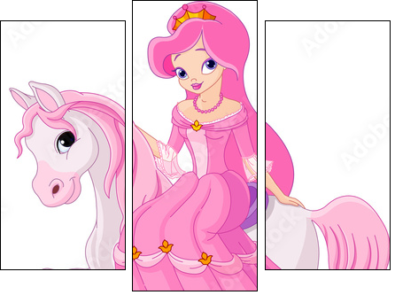 Princess riding horse - Three-piece canvas print, Triptych