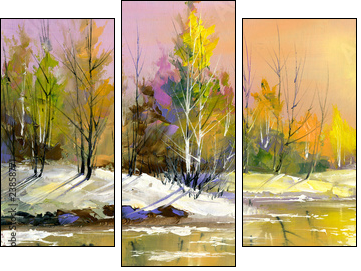 The wood river on a decline - Three-piece canvas print, Triptych