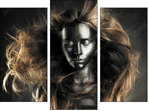 Beautiful woman with black skin - Three-piece canvas print, Triptych
