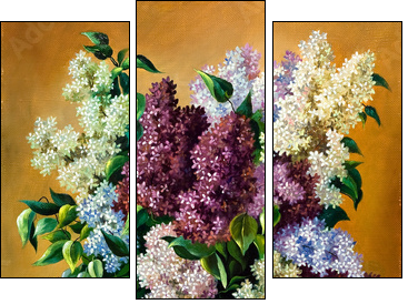 Lilac bouquet in a vase - Three-piece canvas print, Triptych