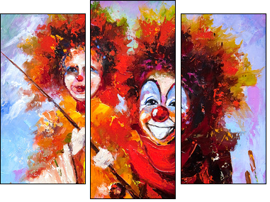 Two clowns on fishing - Three-piece canvas print, Triptych