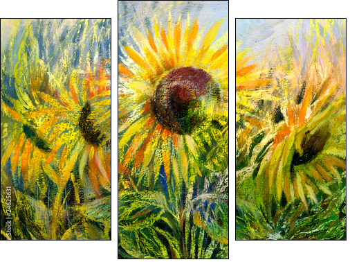 Sunflowers - Three-piece canvas print, Triptych