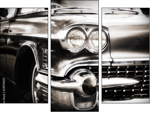 American Classic Caddilac Automobile Car. - Three-piece canvas print, Triptych