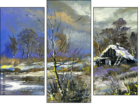 Winter landscape - Three-piece canvas print, Triptych