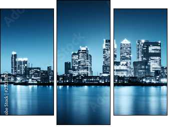 Panoramic picture of Canary Wharf view from Greenwich. - Three-piece canvas print, Triptych