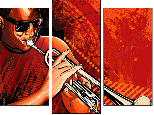 Trumpet player - Three-piece canvas print, Triptych