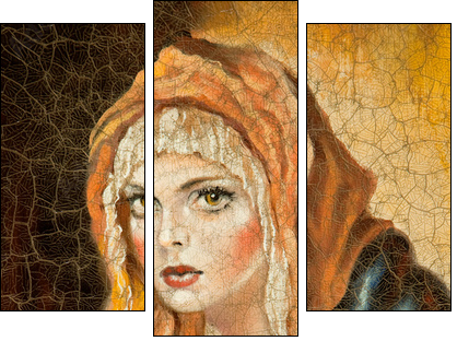 The Madonna drawn by me by oil on canvas (fragment) - Three-piece canvas print, Triptych