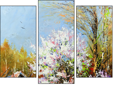 Beautiful rural landscape - Three-piece canvas print, Triptych