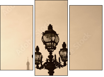 Vintage lamppost on the bridge of Alexandre III (Paris, France). - Three-piece canvas print, Triptych