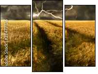 thunderstorm over a golden  barley field - Three-piece canvas print, Triptych