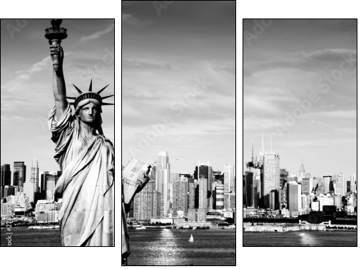 afternoon vibrant capture of new york midtown over hudson - Three-piece canvas print, Triptych