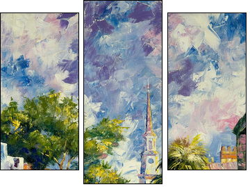 Summer day in a southern city - Three-piece canvas print, Triptych