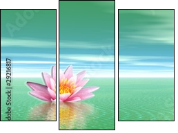 Lily flower in green ocean - Three-piece canvas print, Triptych