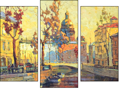 Kind on old streets of St.-Petersburg - Three-piece canvas print, Triptych