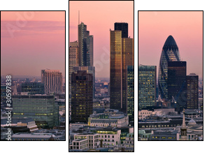 City of London at twilight - Three-piece canvas print, Triptych