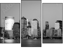 Manhattan Financial District from Jersey city - Three-piece canvas print, Triptych