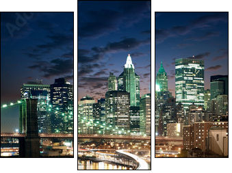 Amazing New York cityscape - taken after sunset - Three-piece canvas print, Triptych